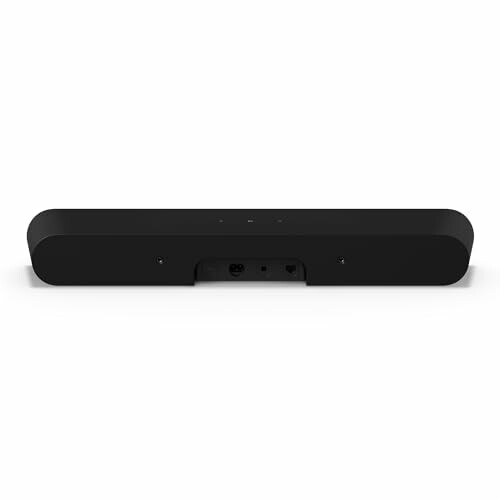 Rear view of a black soundbar with connectivity ports